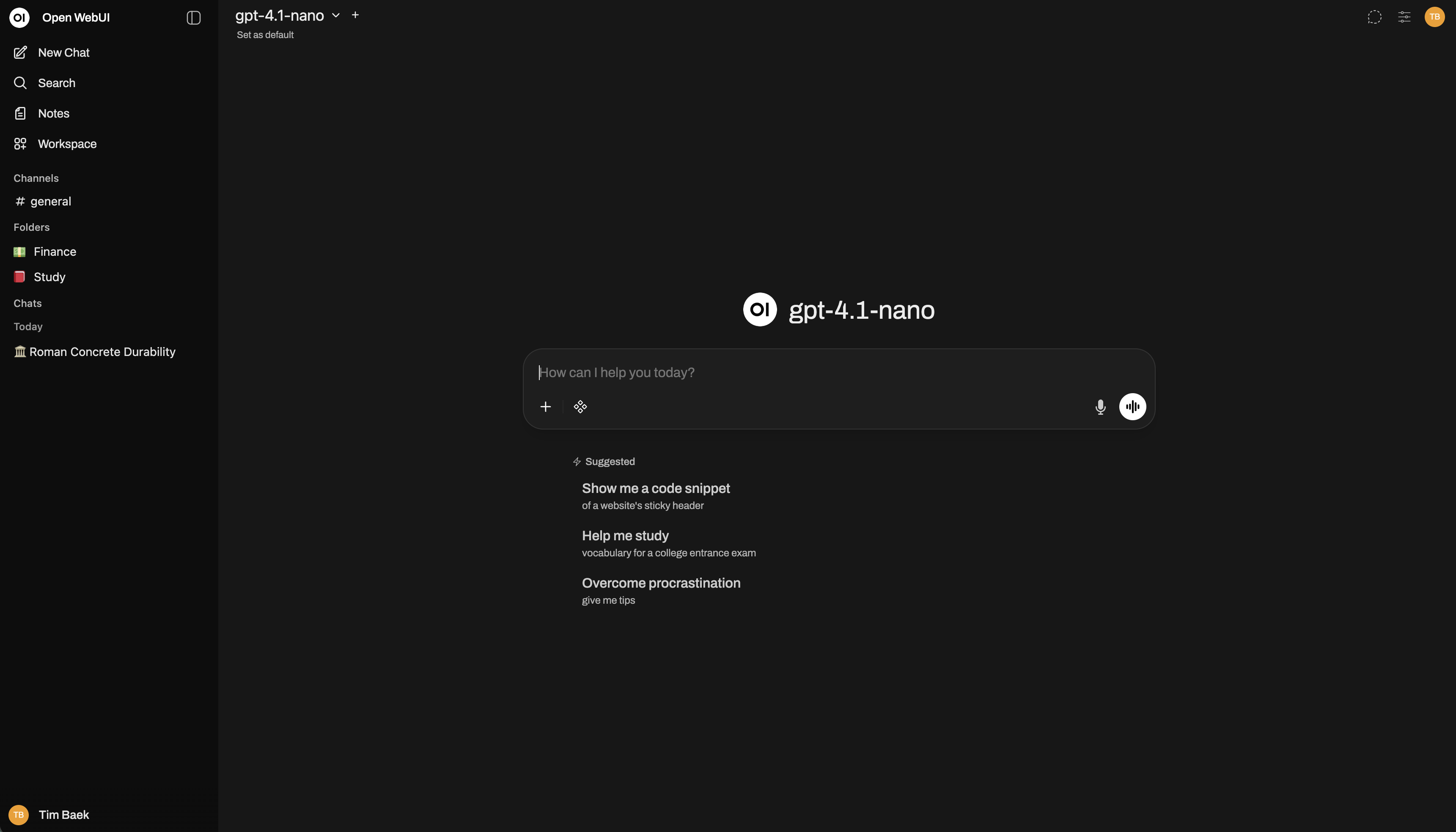 Open WebUI 主界面截图
