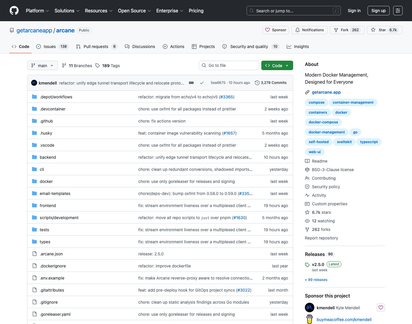 Arcane GitHub 仓库页面