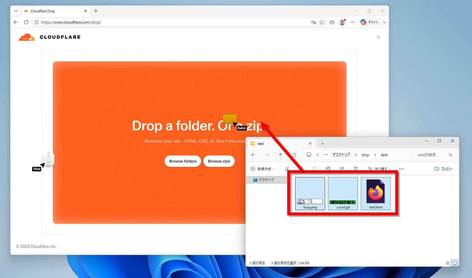 Cloudflare Drop 拖拽部署界面