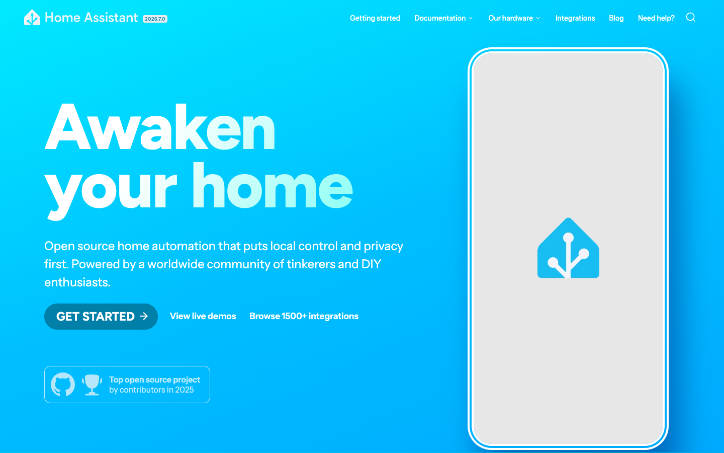 Home Assistant 官网首页：Awaken your home