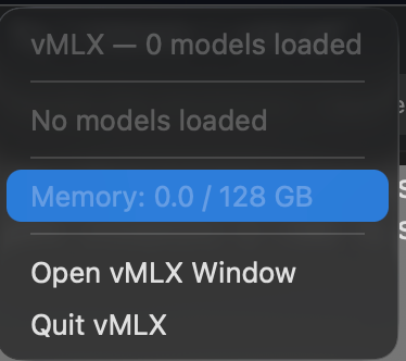 MLX Studio 菜单栏托盘